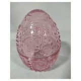 Dark Red Candy Dish & Pink Glass Egg