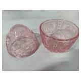Dark Red Candy Dish & Pink Glass Egg