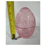 Dark Red Candy Dish & Pink Glass Egg