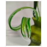 Glass Flowers & Stems in Green Vase