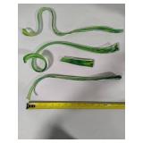 Glass Flowers & Stems in Green Vase