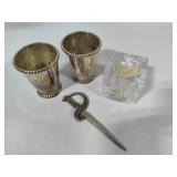 Pottery Barn Candle Holders, Glass Candle & Silver Tone Opener