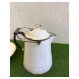 Enamel Coffee Pot & Bowl
