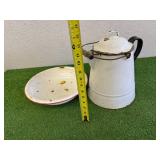 Enamel Coffee Pot & Bowl