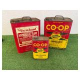 Co-Op Cans, Farmers Union Central Exchange & Farmhand Hydraulic Fluid Can