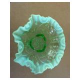 Green Opalescent Pressed Glass Bowl