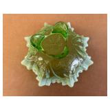 Green Opalescent Pressed Glass Bowl
