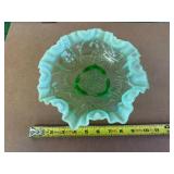 Green Opalescent Pressed Glass Bowl