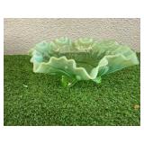 Green Opalescent Pressed Glass Bowl