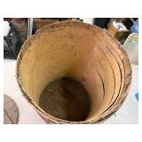 Vintage Wood Shipping Barrel with Cover