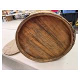 Vintage Wood Shipping Barrel with Cover