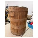Vintage Wood Shipping Barrel with Cover