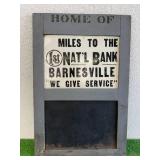 Wood & Metal Vintage Barnesville MN 1st National Bank Sign