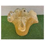Murano Made in Italy Ruffled Art Glass Handkerchief Vase