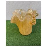 Murano Made in Italy Ruffled Art Glass Handkerchief Vase