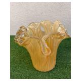 Murano Made in Italy Ruffled Art Glass Handkerchief Vase