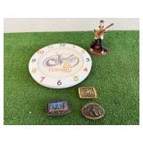 Belt Buckles, Clock & Elvis Figure