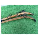 Antique Wood & Iron Horse Hames with Brass Top Finials
