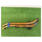 Antique Wood & Iron Horse Hames with Brass Top Finials