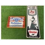 Budweiser Mirror & Sinclair Metal Sign
