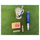 Bottle Openers, Stein, Bud Light Tapper & Miller High Life Coasters