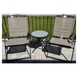 2 Folding Chairs & Table Patio Mixed Lot