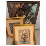 Framed Painting Trio - Floral & Ballerina Art