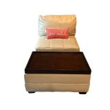 Leather Chair, Ottoman & Pillow Set