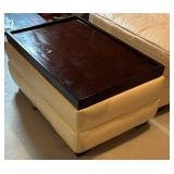 Leather Chair, Ottoman & Pillow Set
