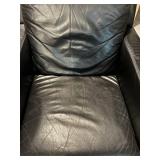 Black Leather Club Chair With Ottoman