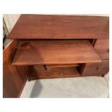 Concealed Wood Desk With Cabinet Doors & Drawers