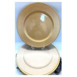 Gold Plastic Charger Plates Mixed Lot With Tray, Decor Sign & Planter