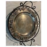 Cake Dish, Pewter Tray & Glass Serving Pieces Mixed Lot