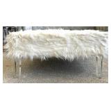 Coaster Mid Century Style Faux Fur Ottoman & 2 Pillows