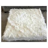 Coaster Mid Century Style Faux Fur Ottoman & 2 Pillows