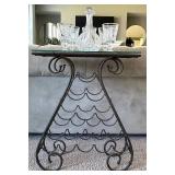 Glass Wine Table, Decanter & 5 Glasses