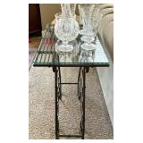 Glass Wine Table, Decanter & 5 Glasses