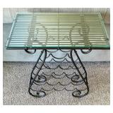 Glass Wine Table, Decanter & 5 Glasses