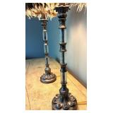 Pair of Decorative Floor Lamps With Feather Shades