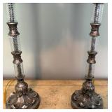 Pair of Decorative Floor Lamps With Feather Shades
