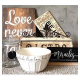 Mixed Lot: Inspirational Signs, Ceramic Bowl & Glass Jar