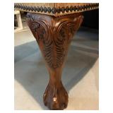 Pair of Carved Upholstered Clawfoot Chairs