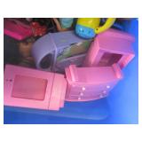 (F-3) Tote of Barbie Dolls, Furnitu...