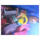 (F-3) Tote of Barbie Dolls, Furnitu...
