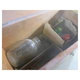 (A-1) Vintage Wood Box with Content...