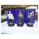 3 Duncan Royal Musical Clown Statues
