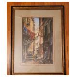 Framed Watercolor Painting by Del Jackson ~ Arabic Street Scene