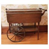 Elegant Mahogany Tea Bar Cart with Glass Butler