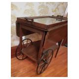 Elegant Mahogany Tea Bar Cart with Glass Butler