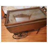 Elegant Mahogany Tea Bar Cart with Glass Butler